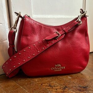 Coach Jes Hobo Shoulder red leather bag